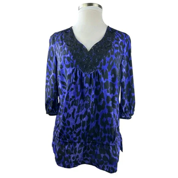 ✨2/$20 *Flawed Lane Bryant Sequin Leopard Print Cold Shoulder Plus Size 14/16 1X - Picture 15 of 16